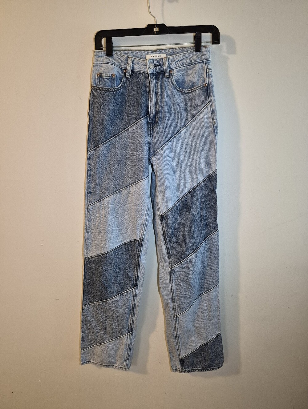 PacSun 90s Boyfriend Two-Tone Diagonal Panel Straight Jeans